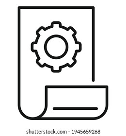 Icono de documento de ingeniero de comunicaciones. Esquema Indice del documento de ingeniería de comunicaciones Icono del vector del diseño web aislado en fondo blanco