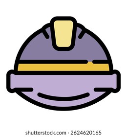 Icono de casco de ingeniero de comunicaciones. Esquema de comunicaciones ingeniero casco Vector icono de color plano aislado
