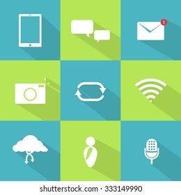 Communications flat design icons set. template elements for web and mobile applications