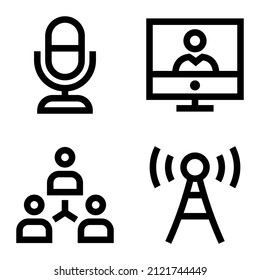 Communications Flat Icon Set Isolated On White Background