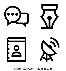 Comunicación Conjunto De Icono Plano Aislado En Fondo Blanco