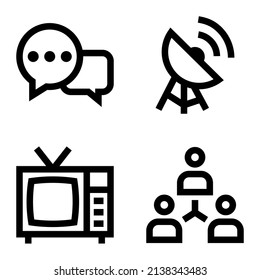 Communications Flat Icon Set Isolated On White Background