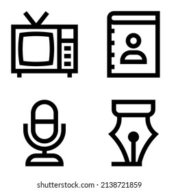 Comunicación Conjunto De Icono Plano Aislado En Fondo Blanco