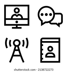 Communications Flat Icon Set Isolated On White Background
