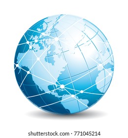 Communications globe. Network, travel, exchange or connectivity vector icon.