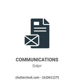 Communications glyph icon vector on white background. Flat vector communications icon symbol sign from modern gdpr collection for mobile concept and web apps design.