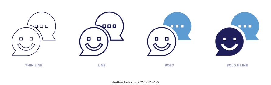 Icono de comunicaciones en 4 estilos diferentes. Línea delgada, línea, negrita y línea negrita. Estilo duotono. Trazo editable.