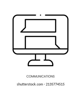 icono de comunicación. Signo de estilo lineal aislado en fondo blanco. Ilustración vectorial.