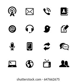 Iconos de comunicaciones // Serie negra - Iconos vectores para sus proyectos digitales o de impresión.