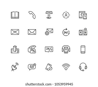 Communications icons. Book, letter, mobile phone. Communication technology and applications concept. Vector illustration can be used for topics like connection, internet, web and mobile service