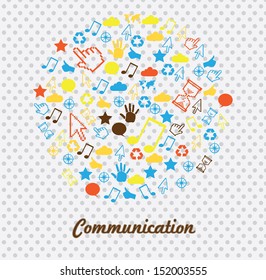 communications icons over dotted background vector illustration 