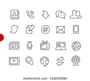 Communications Icons - Red Point Series - Vector line icons for your digital or print projects.