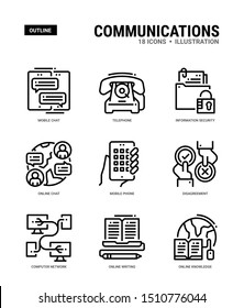 Communications icons for web design, book, magazine, poster, ads, app, etc.