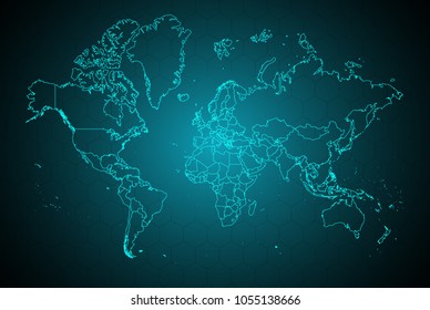 Communications network map of the world