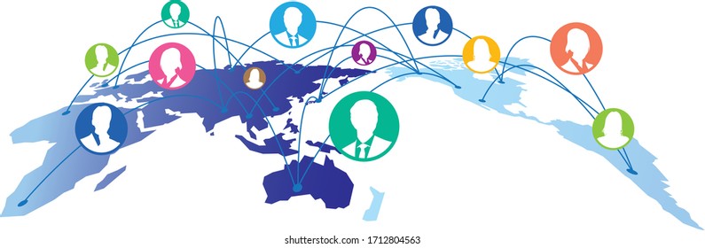 Communications network map of the world