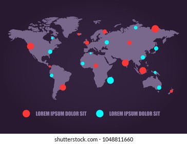 Communications network world map. Vector illustration. Business concept map pictogram.