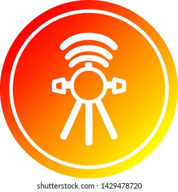 communications satellite circular icon with warm gradient finish