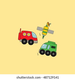 Communications satellite vector illustration.