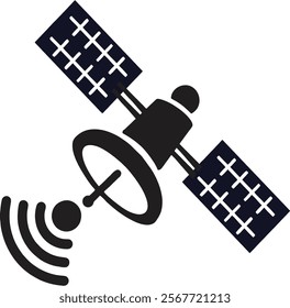 Communications or space satellite. Modern day telecommunication  and  wireless internet concept. Editable, EPS 10. Easy to change color, size or manipulate. Dish and antenna.