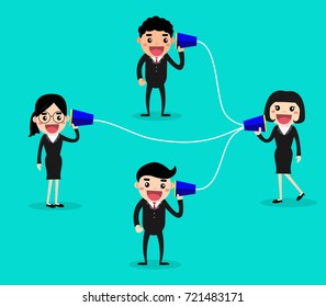 Communications system for teamwork. Business Concept vector illustration.