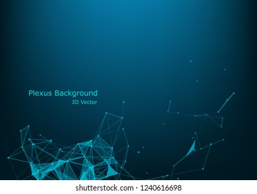 Communications or technology, science concepts. Plexus hexagon connections blue background. Vector