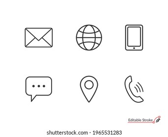 Communications vector icon sets with Mail, website, phone, location and chat chat. 