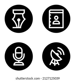 Communications_glyph Flat Icon Set Isolated On White Background