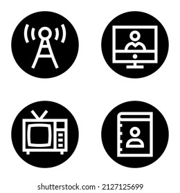 Conjunto De Iconos Planos De Communications_glyph Aislados En Fondo Blanco