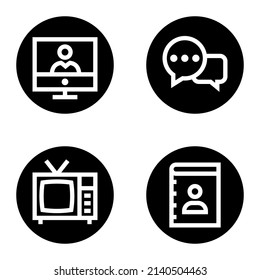 Communications_glyph Flat Icon Set Isolated On White Background