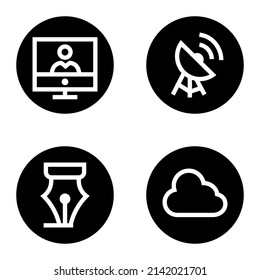 Communications_glyph Flat Icon Set Isolated On White Background
