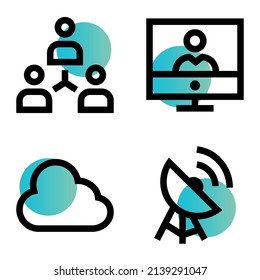 Communications_gradient Flat Icon Set Isolated On White Background