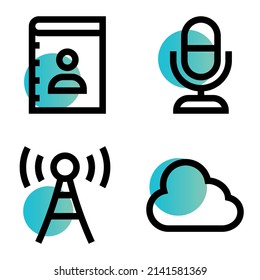Communications_gradient Flat Icon Set Isolated On White Background