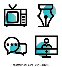 Communications_gradient Flat Icon Set Isolated On White Background
