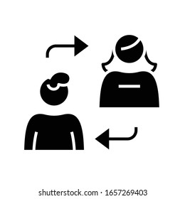 Communicative decisions black icon, concept illustration, vector flat symbol, glyph sign.