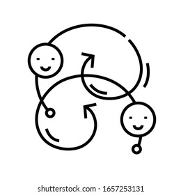 Icono de línea de habilidades comunicativas, signo de concepto, ilustración de vector de contorno, símbolo lineal.