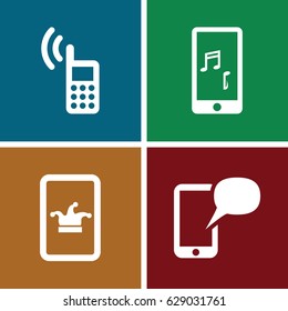 Communicator icons set. set of 4 communicator filled icons such as Poker on phone