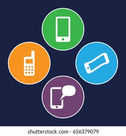 Communicator icons set. set of 4 communicator filled icons such as phone, message on phone