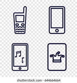 Communicator icons set. set of 4 communicator outline icons such as poker on phone