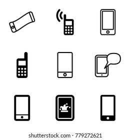 Communicator icons. set of 9 editable filled and outline communicator icons such as phone