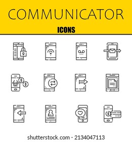 communicator vector line icons set. smartphone, smartphone and smartphone Icons. Thin line design. Modern outline graphic elements, simple stroke symbols stock illustration