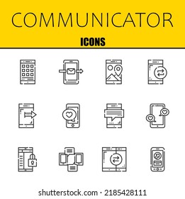 communicator vector line icons set. smartphone, smartphone and smartphone Icons. Thin line design. Modern outline graphic elements, simple stroke symbols stock illustration
