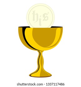Communion chalice and host. Vector illustration design