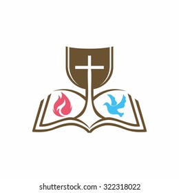 Communion chalice on an open Bible