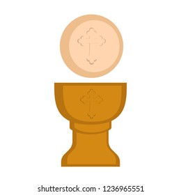 Communion cup and host. Vector illustration design