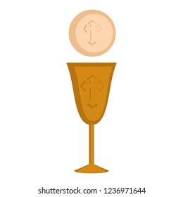 Communion cup and host. Vector illustration design