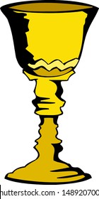 communion cup. Wine cup. Ornate golden chalice.