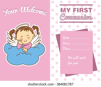 communion girl. Angel on a cloud