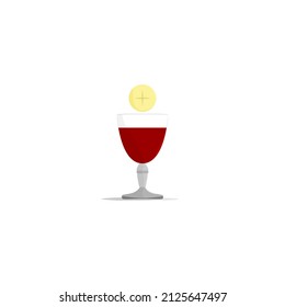 Communion icon in different colors. Wine and bread symbol of Christianity. 