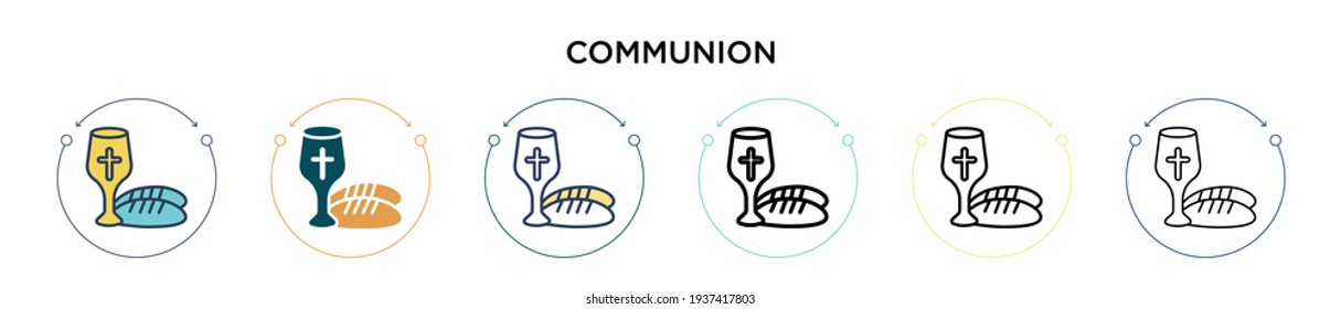 Communion icon in filled, thin line, outline and stroke style. Vector illustration of two colored and black communion vector icons designs can be used for mobile, ui, web