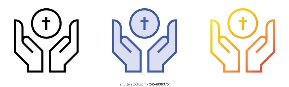 communion icon. Linear, Blue Fill and Gradient Style Design Isolated On White Background